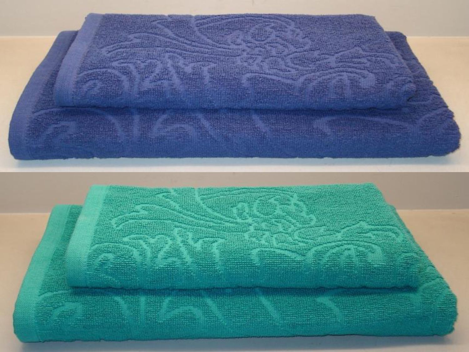 Textured dyed jacquard terry towels